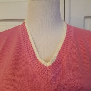 Vintage Measure Up Pink & White V-Neck Sweater